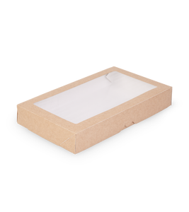 Contenedor de comida para llevar OSQ TABOX PRO 1450 de papel kraft blanco de alta calidad, resistente a la grasa, personalizado para servicios de entrega HoReCa. - Product Image 2
