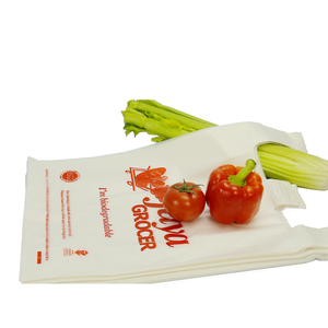 Bolsa de refuerzo lateral de supermercado directo al por mayor de alta calidad, chaleco de polietileno transparente PE LDPE, bolsa con asa para camiseta para embalaje - Product Image 1