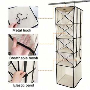 Organizador de Armario Colgante de 5 Estantes con 4 Cajones Divisibles y Bolsillo Lateral, Estantes Colgantes de Metal para Guardar Zapatos en el Armario o Garaje - Product Image 3