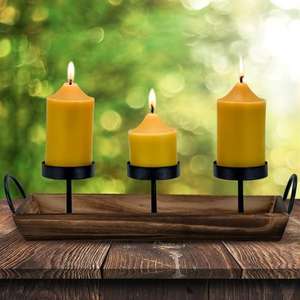 Support de bougie en métal sur base en bois, support de bougie en métal avec forme et taille personnalisées, à utiliser à la maison, à l'hôtel, dans le salon - Product Image 5