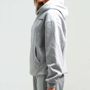Sweat à capuche épais 100 % coton molletonné pour femme, impression personnalisée de marque, écologique, couleur unie sur le devant, couleurs personnalisables, hiver - Product Image 2