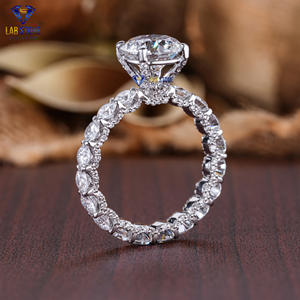 Lab-Stone 4,68 TDW Diamante de corte redondo Anillo de oro blanco Elegancia atemporal Color - Product Image 5