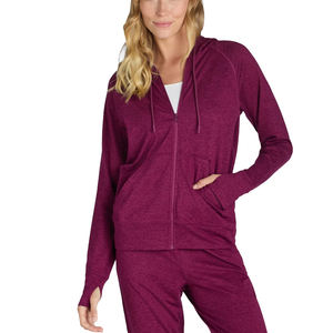 Sudadera con capucha y cremallera de lana de rizo francés con logotipo bordado personalizado para mujer, sudadera con cremallera lisa de talla grande, sudaderas básicas con capucha, novedad de 2025 - Product Image 2