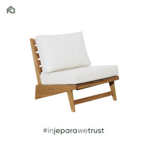 Canapé de jardin moderne à une place, en teck, pour intérieur/extérieur, avec coussin résistant à l'eau, pour hôtels et maisons - Product Image 1
