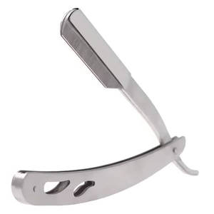 Rasoir de rasage pliant professionnel en acier inoxydable damas rasoir de barbier à bord droit - Product Image 1