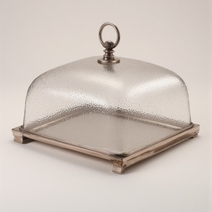 Vintage <b>Cake</b> <b>Dome</b> With Hammered Wooden Base And Smooth Transparent <b>Glass</b> Cover Artisan Handmade Offering Decorative Accent - Product Image 3