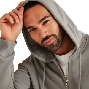 Sweat-shirt à capuche zippé gris pour homme de haute qualité, en molleton de coton, fermeture éclair intégrale, décontracté, vêtements d'hiver, streetwear, vente en gros, usine - Product Image 3