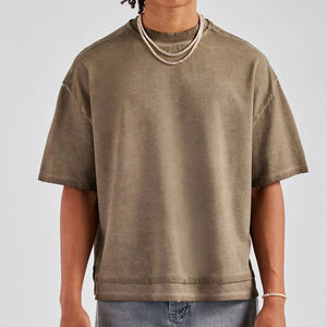 Wholesale Custom Blank Cotton Drop Shoulder Stone Acid Wash Tees Tshirts Oversized <b>T</b>-<b>shirt</b> for <b>Men</b> - Product Image 1