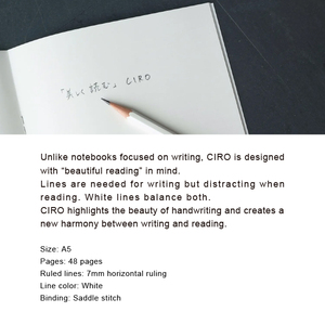 Profesional personalizado Premium CIRO A5 Notebook 7mm rayado blanco suministros escolares de lujo hecho en Japón con cubierta de papel - Product Image 4
