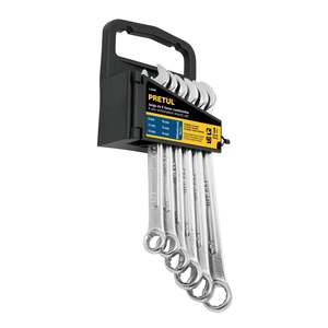 Jeu de clés à douille combinées Pretul J-206M, 6 pièces, finition chromée métrique, 6-21 mm, outils à main de qualité industrielle pour le bricolage et les travaux de réparation - Product Image 1
