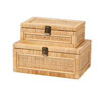 Boîtes de rangement rectangulaires décoratives en rotin rustique écologiques en gros, faites à la main, personnalisables, avec couvercle, pour présentation de bijoux et souvenirs