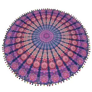 Mandala Round Beach Tapestry Hippie Boho Mandala Beach Blanket Roundie Cotton Bohemian Round Towel Home Table Cloth