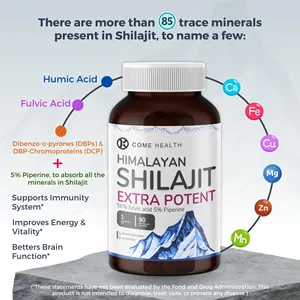 Bán buôn OEM Hot phổ biến tự nhiên shilajit chiết xuất 56% Fulvic axit 5% Piperine Himalaya shilajit viên nang