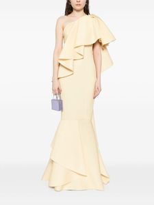 Robes de qualité supérieure une épaule manches courtes tenue de soirée robes longues en soie robe en cascade pour la fête et la soirée - Product Image 6