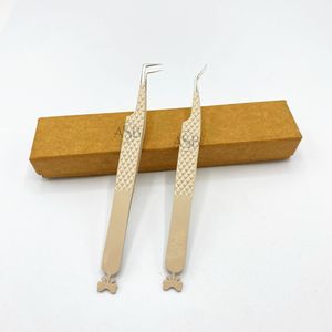 Pinzas de extensión de pestañas con logotipo personalizado 2025, pinzas japonesas de acero inoxidable con agarre de diamante, pinzas de pestañas de volumen desnudo con punta puntiaguda - Product Image 4