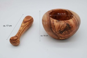 Mortier et pilon en bois arrondi créatif accessoires de cuisine de restaurant à domicile outils d'herbes et d'épices broyeur de médicaments en granit - Product Image 2