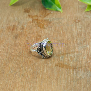 Anillo de Cuarzo Limón Natural, Anillo de Plata de Ley 925, Anillo de Compromiso, Anillo Grande, Anillo Boho para Joyería de Cuarzo Limón - Product Image 3