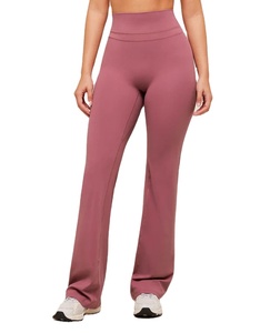 Pantalones de yoga de cintura alta para mujer, personalizados al por mayor, de color liso, para correr, fitness, pierna recta, de longitud completa, con parte inferior acampanada para entrenamiento. - Product Image 1