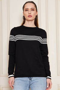 Blouse en tricot rayée à col rond et manches longues pour femme, confortable et élégante, respirante, de haute qualité, service OEM - Product Image 5