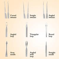 Kit de 9 pièces pour le visage pour l'élimination des points noirs et des points blancs Pimple Comedone Tweezers Tool Set Extractor Remover for Blackheads & Pimples