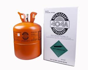 Gas Refrigerante R404A en Lata de 25 LB con Caja, No Inflamable, Grado Industrial, 99.9% de Alta Pureza, con Cubiertas Antideslizantes para el Asa - Product Image 1