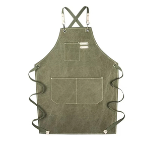 Delantal de mezclilla de algodón con babero y logotipo personalizado para mujeres adultas, delantal lavable con espalda cruzada para camareros y camareras - Product Image 2