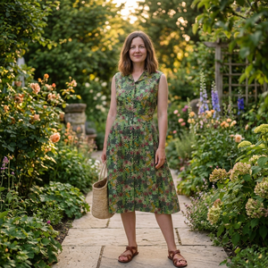 Floral Print Sleeveless <b>Shirt</b> Dress Maxi Length Turn-down Collar Woven Fabric Casual Summer Eco-Friendly A-Line Breathable Dress - Product Image 3