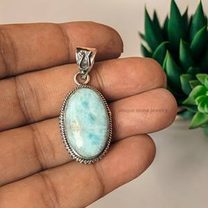 Beau collier Larimar collier de pierres précieuses naturelles fait à la main bijoux en argent sterling 925 pour elle - Product Image 2