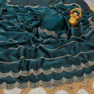 Buena calidad Crush Space Silk con Jarkhan Work Saree mujer moda fabricante y proveedor de la India al precio más bajo - Product Image 2