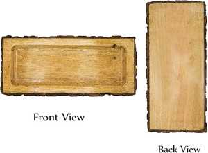 Plateau de service en bois écorce d'arbre sur les bords plateau à pizza en bois de manguier plateau de service plateau sûr - Product Image 2