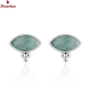 Venta al por mayor 925 plata esterlina amazonita piedras preciosas bisel ajuste Stud pendientes lindo joyería de moda para bodas aniversario - Product Image 2