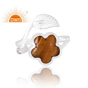 Última Venta de anillo de piedras preciosas de Plata de Ley 925 Ojo de Tigre natural amarillo y Cz joyería personalizada para mujeres regalo para ella - Product Image 3