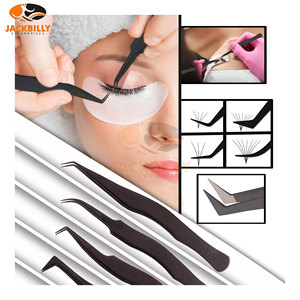 Pinzas de pestañas de volumen recto fino de etiqueta privada Premium Punta de fibra de sujeción fuerte pinzas de extensión de pestañas personalizadas chapadas en oro - Product Image 5