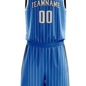 Uniforme de basket-ball pour hommes à rayures bleues de qualité exportation ensemble de maillot et short en tissu léger et durable disponible dans n'importe quelle taille et conception - Product Image 5