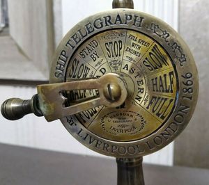 Meilleure vente télégraphe en bronze fait main avec base en bois ronde télégraphe personnalisé unique à vendre - Product Image 6