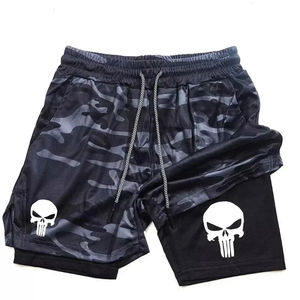 Shorts de course 2-en-1 respirants et écologiques pour hommes, avec logo personnalisé, en toile 100 % coton, doublure compressive, 5 pouces, couleur unie - Product Image 3