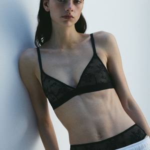 Women's Strapless Sports Bra Top Chest Pad Breathable Yoga Sportswear Camisole Sexy Workout Fashion Front Logo Mesh Decoration - Product Image 1