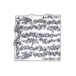Vintage Designer Silk Scarf with Floral and Dot Pattern - Product Image 1