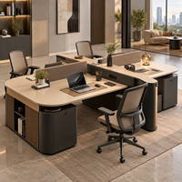 Poste de travail de bureau moderne modulaire pour 4 personnes avec armoire de rangement pour bureau commercial
