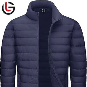 OEM <b>Men's</b> Winter Blue Puffer Jacket Quilted Design with Hooded Collar Zipper Closure Best High Street Style for Door Street Use - Product Image 1