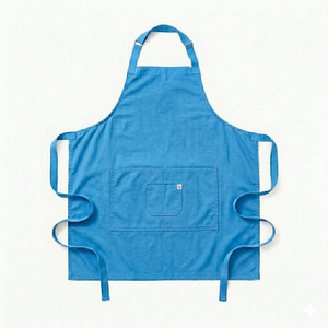 Tablier en coton tissé style simple marron 1 poche lavable en machine pour la cuisine et l'usage quotidien - Product Image 6