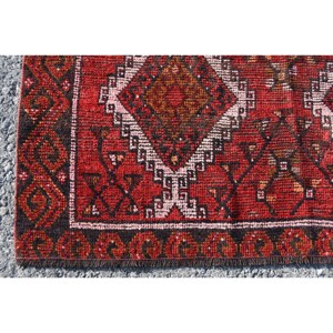 Tapis Kilim en laine blanche rouge classique 4.3x10.9 pieds tapis rectangulaires turcs grande surface motif abstrait 10mm Latex pour une utilisation dans le couloir - Product Image 3