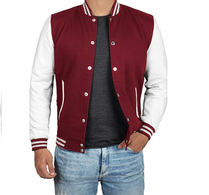 Veste universitaire pour hommes - Style bomber en polaire, veste de baseball pour hommes de l'école secondaire - Product Image 1