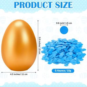 Nouveau design – Cadeau d'<span class=keywords><strong>annonce</strong></span> de <span class=keywords><strong>grossesse</strong></span> – Œuf de Pâques doré en plâtre avec confettis pour révélation du sexe – Surprise pour fête prénatale - Product Image 2