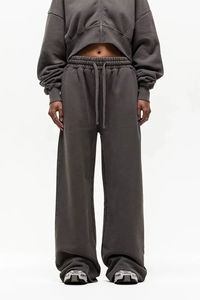 Survêtements pour femmes 100% coton 450GSM, épaules tombantes, manches longues, design élégant, sweat-shirts à fermeture éclair surdimensionnés et pantalons de survêtement évasés - Product Image 5