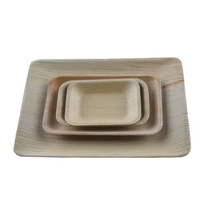 Ensemble de vaisselle jetable biodégradable de haute qualité Plateaux de dîner rectangulaires plats Conception de feuille de palmier Servir des aliments adaptés au mariage - Product Image 4