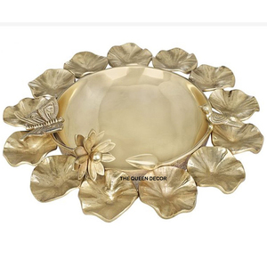 Cuenco decorativo de forma redonda con Base de latón y Metal de acero inoxidable de aspecto más nuevo para servir en el hogar - Product Image 4