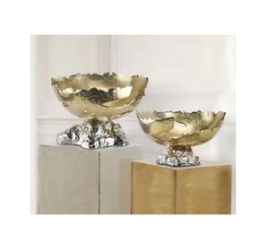 Vaisselle vintage luxueuse plaquée or Dates bols de service ensemble de 2 élégants bols de nourriture en métal aux prix de gros - Product Image 1