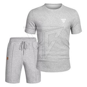 Precio de fábrica, Conjunto de camiseta de talla grande para hombre, ropa de calle informal para exteriores, pantalones cortos y conjuntos de camisa simples para hombre - Product Image 6