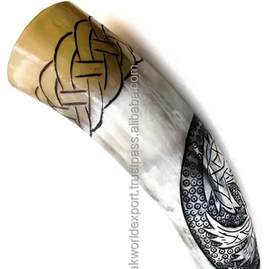 Cuerno para beber de cerámica vikingo de búfalo de la mejor calidad auténtica con soporte de hierro seguro para alimentos y fugas de Falak World Export - Product Image 3